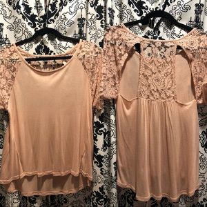 Lace Sleeve & Back Blush Blouse